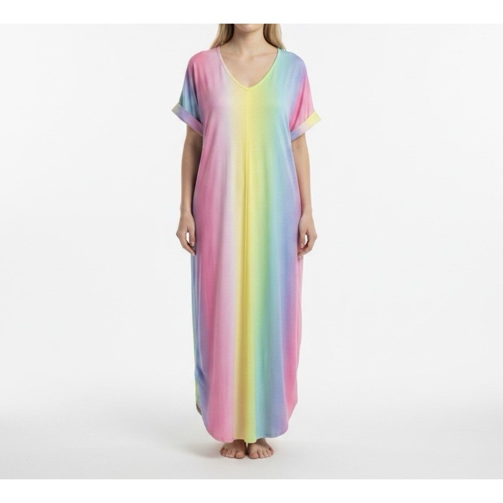 Fantastic Fawn And Rainbow Maxi Dress S Boho Festival Pride NWT